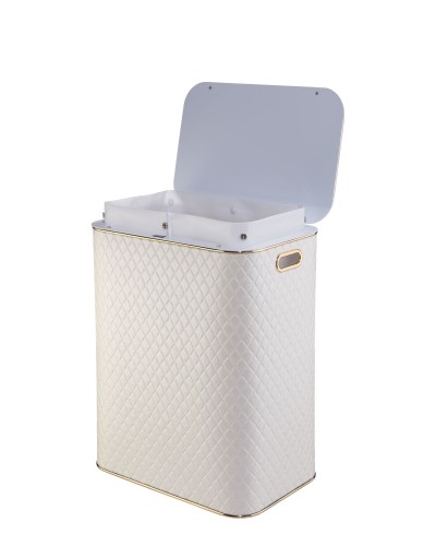 Корзина для белья Geralis CLG-S Ромб светлый, кант золото, большая