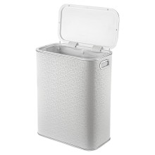 Корзина для белья Geralis FWH-B FLOWER белая, кант хром, стандартная