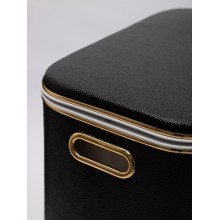 Корзина для белья Geralis KHBG-B черная, кант золото, стандартная
