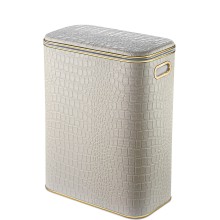 Корзина для белья Geralis KLG-B CROCO бежевая, кант золото, стандартная