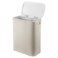 Корзина для белья Geralis KLG-B CROCO бежевая, кант золото, стандартная