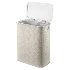 Корзина для белья Geralis KLH-B CROCO бежевая, кант хром, стандартная