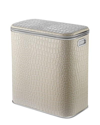 Корзина для белья Geralis KLH-M крокодил, бежевый, хром, малая