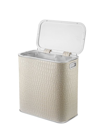 Корзина для белья Geralis KLH-M крокодил, бежевый, хром, малая