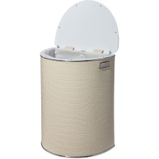 Корзина для белья Geralis KLH-O CROCO бежевая, кант хром, полукруглая