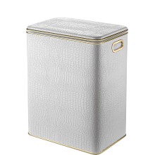 Корзина для белья Geralis KWG-S CROCO белая, кант золото, большая