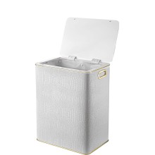 Корзина для белья Geralis KWG-S CROCO белая, кант золото, большая