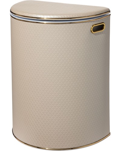 Корзина для белья Geralis NCLG-O Ромб бежевый, кант золото, полукруглая