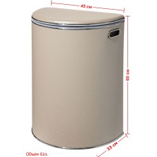 Корзина для белья Geralis NCLH-O Ромб бежевый, кант хром, полукруглая