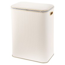 Корзина для белья Geralis NRWG-S ромб белая, кант золото, большая