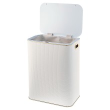 Корзина для белья Geralis NRWG-S ромб белая, кант золото, большая