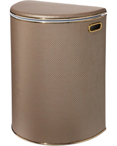 Корзина для белья Geralis RBG-O Ромб темная, кант золото, полукруглая