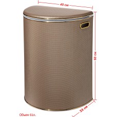 Корзина для белья Geralis RBG-O Ромб темная, кант золото, полукруглая