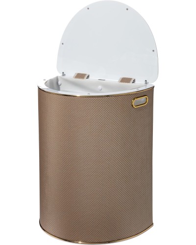 Корзина для белья Geralis RBG-O Ромб темная, кант золото, полукруглая