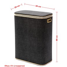 Корзина для белья Geralis Вamboo Gray BBG-B, цвет Темно-Серый, кант золото, стандартная