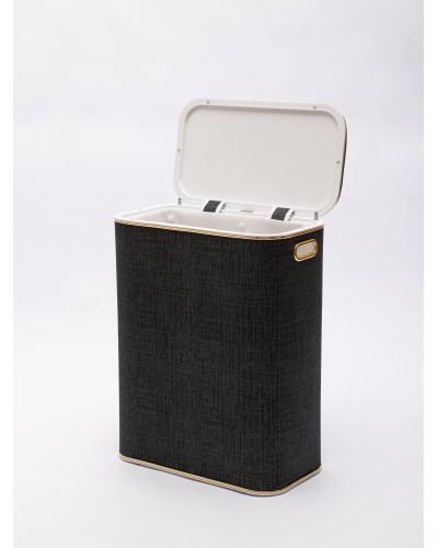 Корзина для белья Geralis Вamboo Gray BBG-B, цвет Темно-Серый, кант золото, стандартная