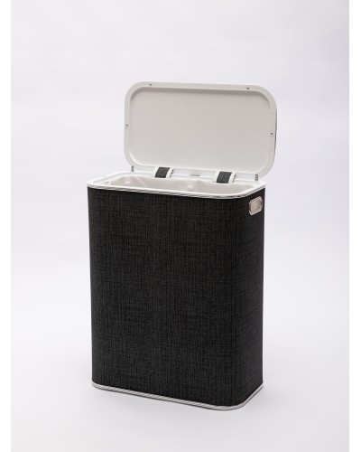 Корзина для белья Geralis Вamboo Gray BBH-B, цвет Темно-Серый, кант хром, стандартная