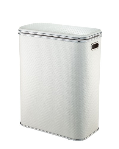 Корзина для белья Geralis NCWH-B Ромб белый, кант хром, стандартная