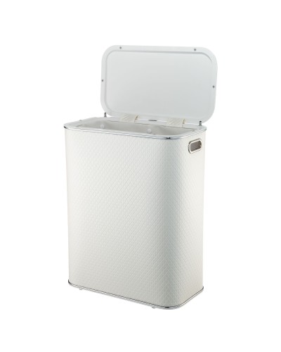 Корзина для белья Geralis NCWH-B Ромб белый, кант хром, стандартная