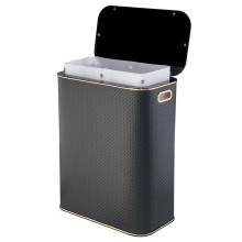 Корзина для белья Geralis PBG-Bb PUNTO черная, черный каркас. кант золото, стандартная