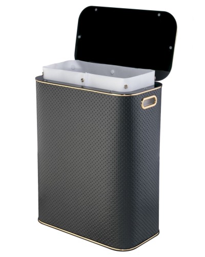 Корзина для белья Geralis PBG-Bb PUNTO черная, черный каркас. кант золото, стандартная