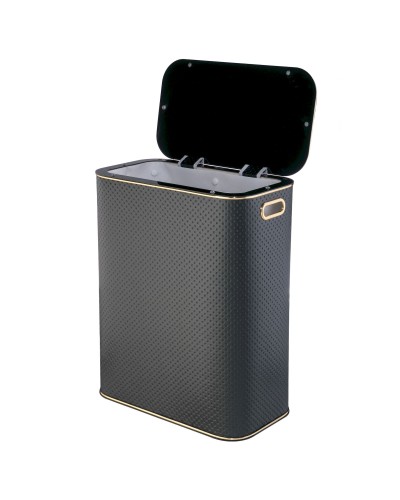 Корзина для белья Geralis PBG-Bb PUNTO черная, черный каркас. кант золото, стандартная