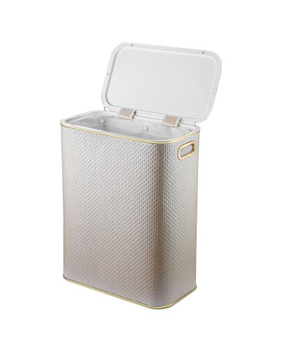 Корзина для белья Geralis PLG-B PUNTO бежевая, кант золото, стандартная