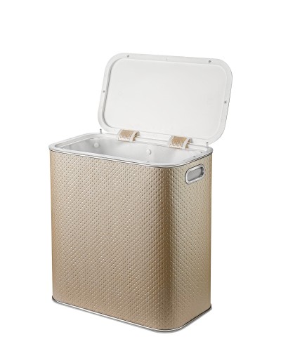 Корзина для белья Geralis PLH-M PUNTO бежевая, кант хром, малая