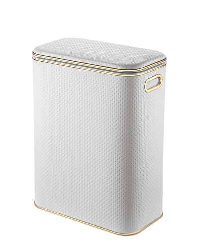Корзина для белья Geralis PWG-B PUNTO белая, кант золото, стандартная