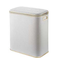 Корзина для белья Geralis PWG-M PUNTO белая, кант золото, малая