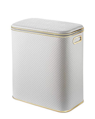 Корзина для белья Geralis PWG-M PUNTO белая, кант золото, малая
