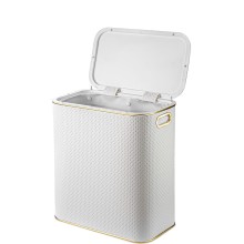 Корзина для белья Geralis PWG-M PUNTO белая, кант золото, малая