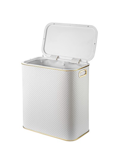 Корзина для белья Geralis PWG-M PUNTO белая, кант золото, малая