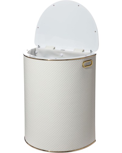 Корзина для белья Geralis PWG-O PUNTO белая, кант золото, полукруглая