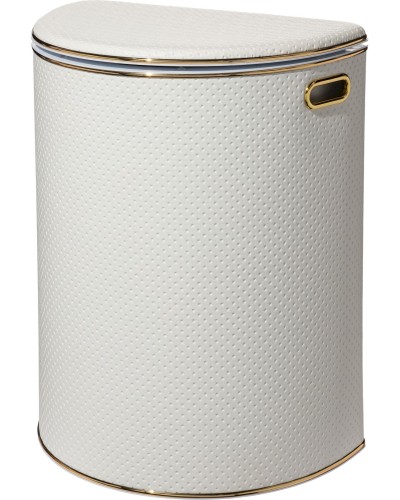 Корзина для белья Geralis PWG-O PUNTO белая, кант золото, полукруглая