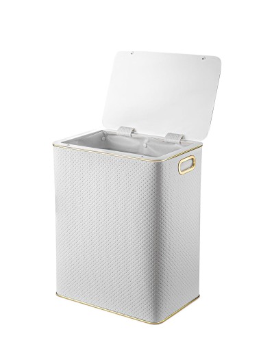 Корзина для белья Geralis PWG-S PUNTO белая, кант золото, большая