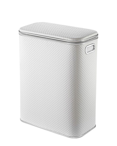 Корзина для белья Geralis PWH-B PUNTO белая, кант хром, стандартная