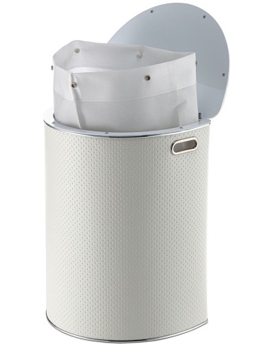 Корзина для белья Geralis PWH-O PUNTO белая, кант хром, полукруглая