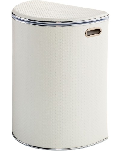 Корзина для белья Geralis PWH-O PUNTO белая, кант хром, полукруглая