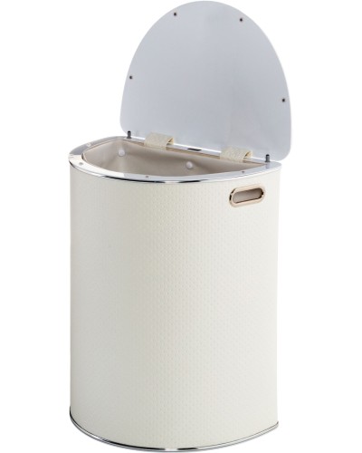 Корзина для белья Geralis PWH-O PUNTO белая, кант хром, полукруглая