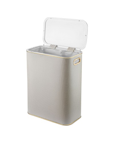 Корзина для белья Geralis RWG-B Ромб белая, кант золото, стандартная