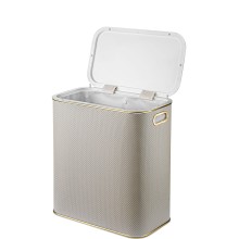 Корзина для белья Geralis RWG-M Ромб белая, кант золото, малая