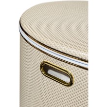 Корзина для белья Geralis RWG-O Ромб белая, кант золото, полукруглая