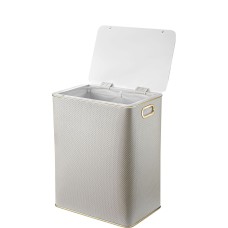 Корзина для белья Geralis RWG-S Ромб белая, кант золото, большая