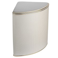 Корзина для белья угловая Geralis RWG-U Ромб белая, кант золото