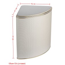 Корзина для белья угловая Geralis RWG-U Ромб белая, кант золото