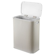 Корзина для белья Geralis RWH-B Ромб белая, кант хром, стандартная