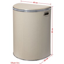Корзина для белья Geralis RWH-O Ромб белая, кант хром, полукруглая