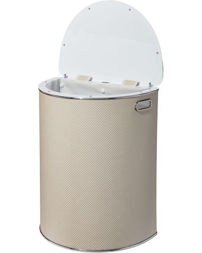 Корзина для белья Geralis RWH-O Ромб белая, кант хром, полукруглая