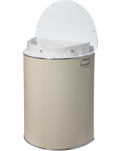 Корзина для белья Geralis RWH-O Ромб белая, кант хром, полукруглая